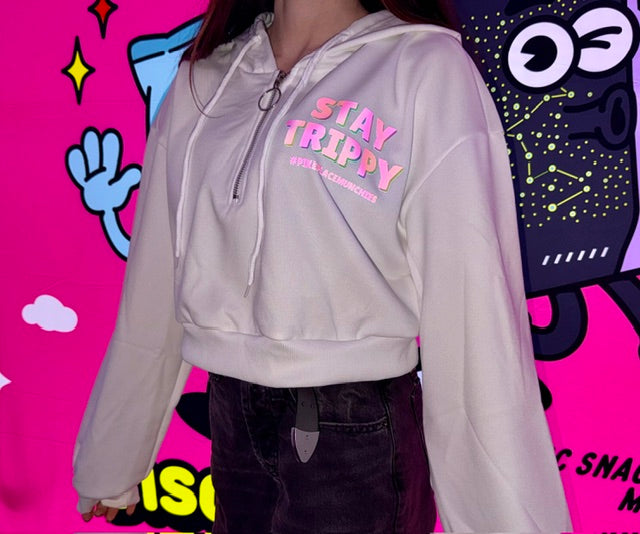 White Cropped Hoodie