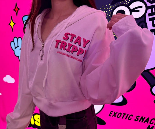 White Cropped Hoodie