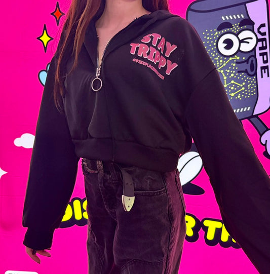 Black Cropped Hoodie